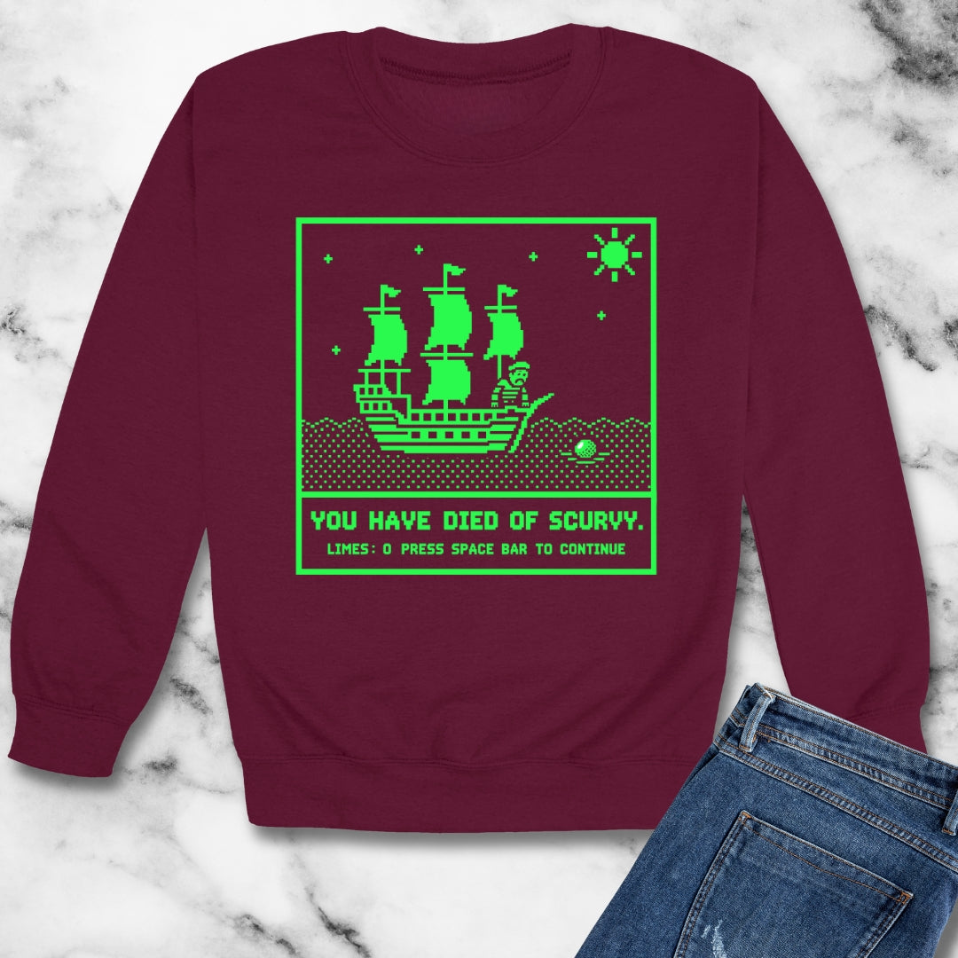 8 Bit Died of Scurvy Unisex Heavy Crewneck Sweatshirt