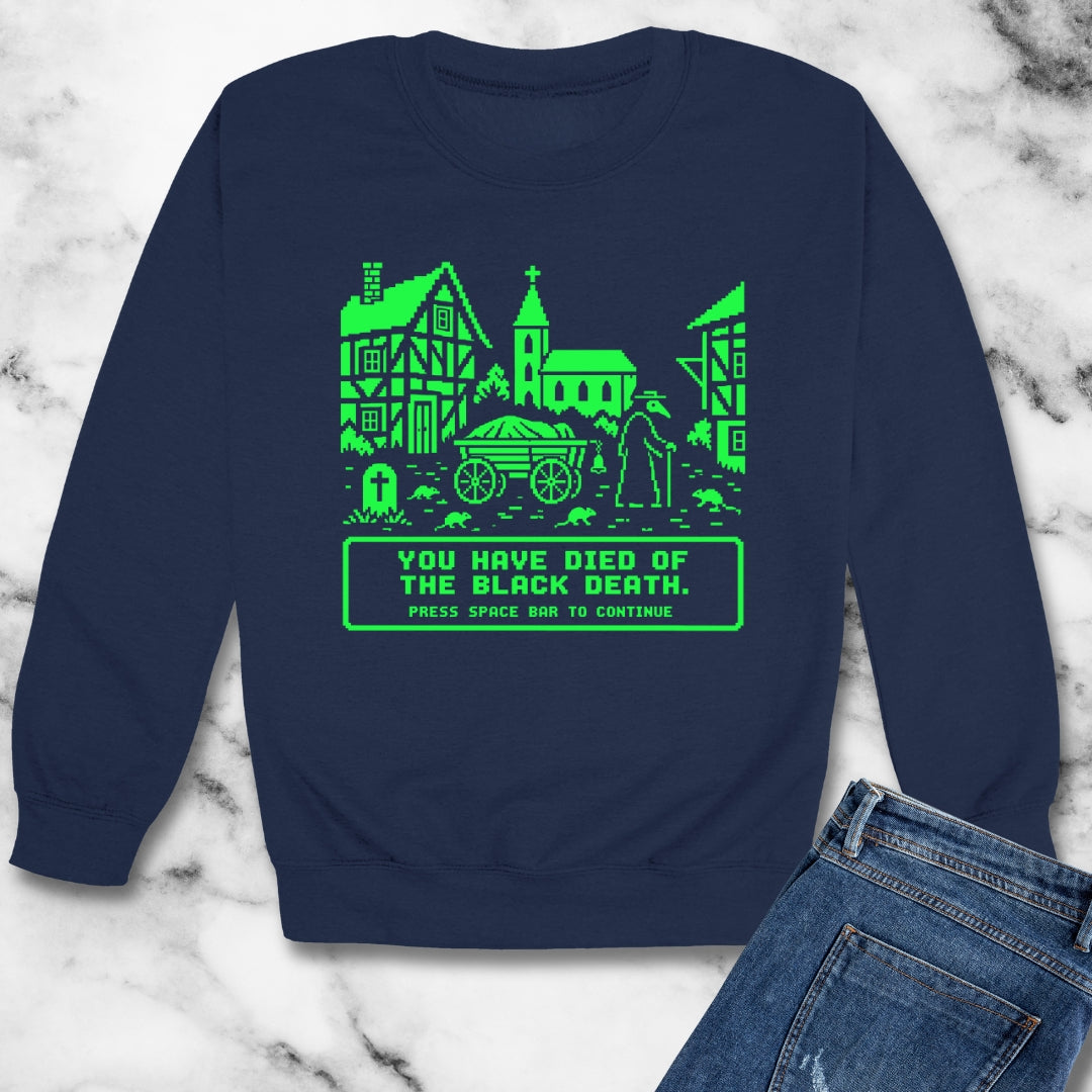 8 Bit Died of Black Plague Unisex Heavy Crewneck Sweatshirt