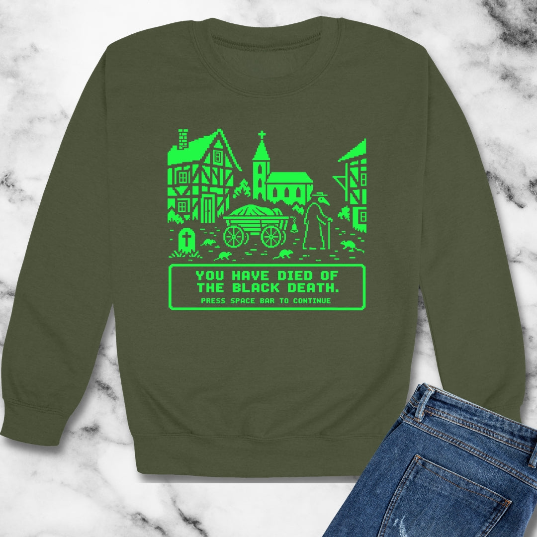 8 Bit Died of Black Plague Unisex Heavy Crewneck Sweatshirt