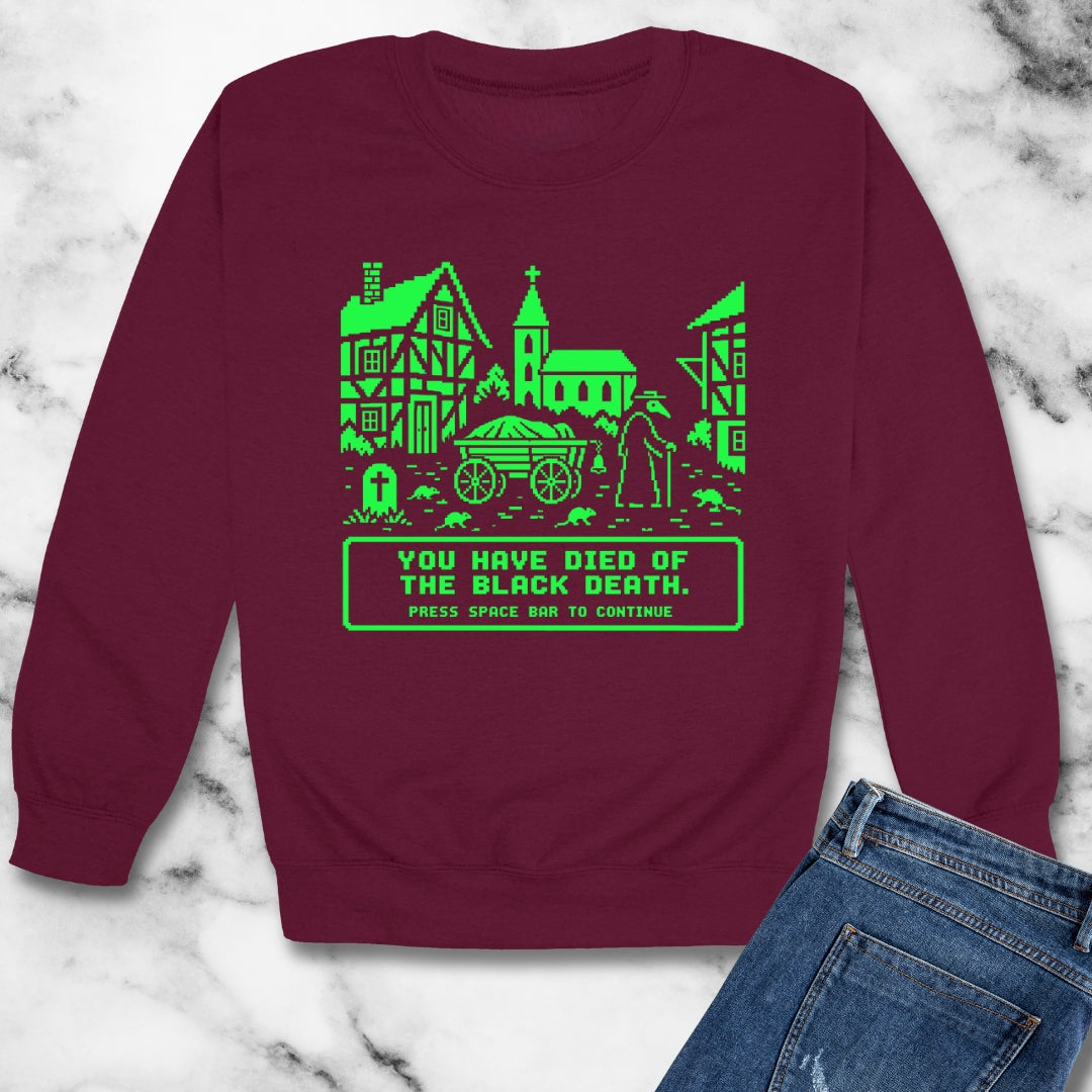 8 Bit Died of Black Plague Unisex Heavy Crewneck Sweatshirt