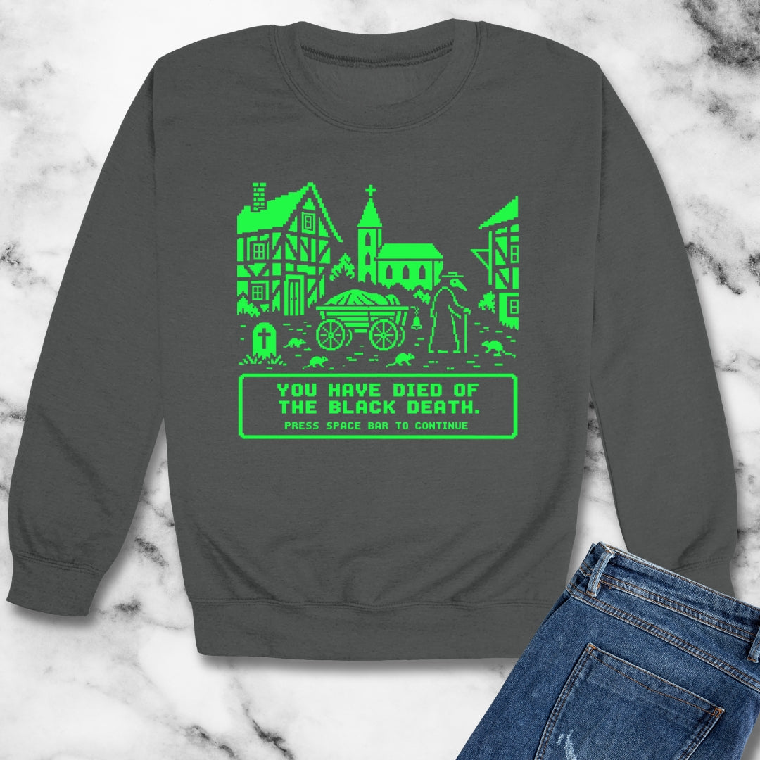 8 Bit Died of Black Plague Unisex Heavy Crewneck Sweatshirt
