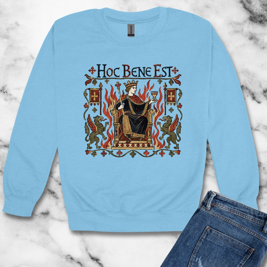 This is Fine Latin Medieval Tapestry Unisex Heavy Crewneck Sweatshirt