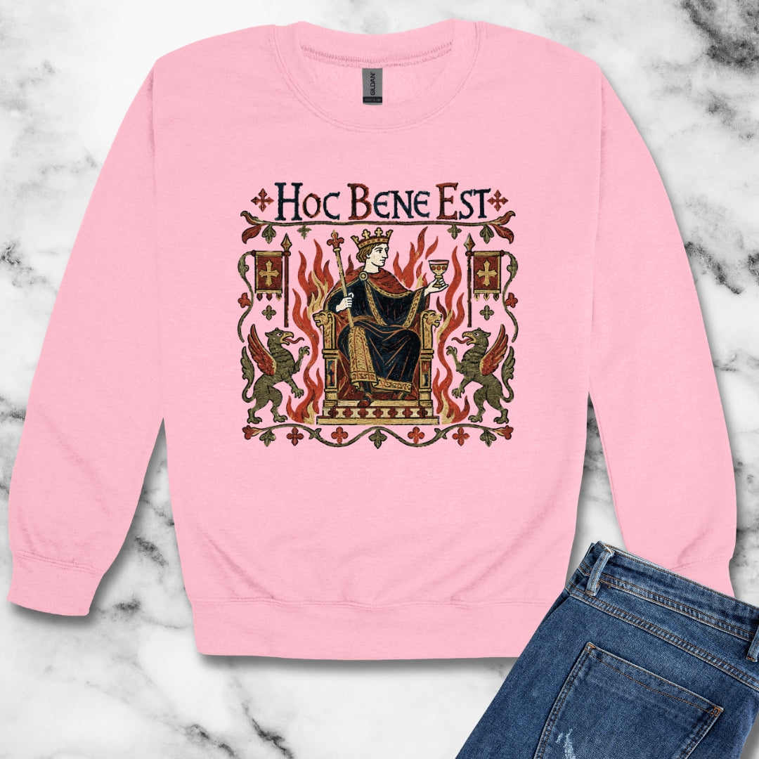 This is Fine Latin Medieval Tapestry Unisex Heavy Crewneck Sweatshirt