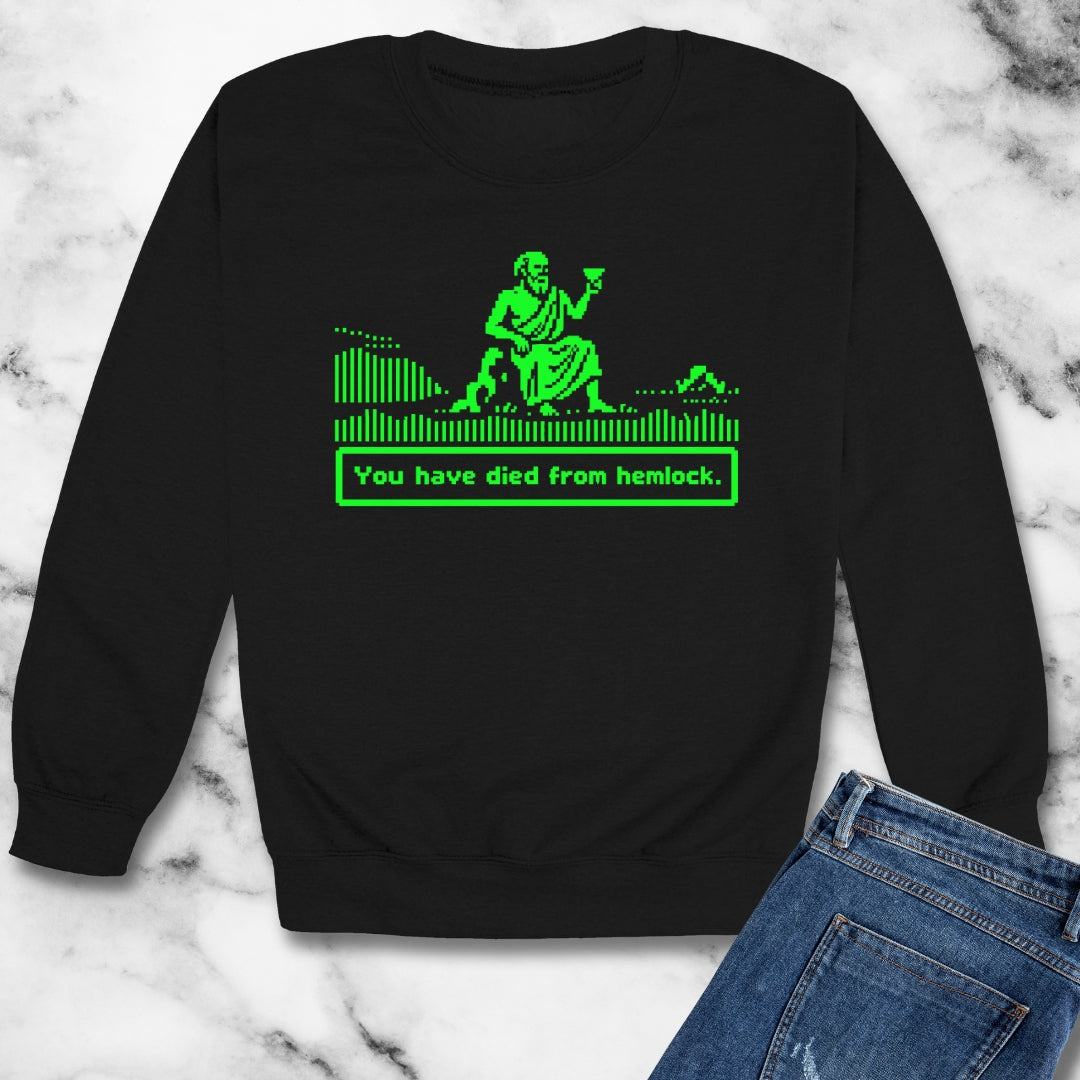 Socrates 8 Bit Dies from Hemlock Unisex Heavy Crewneck Sweatshirt