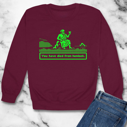 Socrates 8 Bit Dies from Hemlock Unisex Heavy Crewneck Sweatshirt