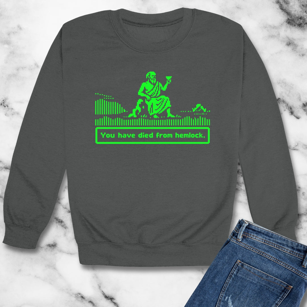 Socrates 8 Bit Dies from Hemlock Unisex Heavy Crewneck Sweatshirt