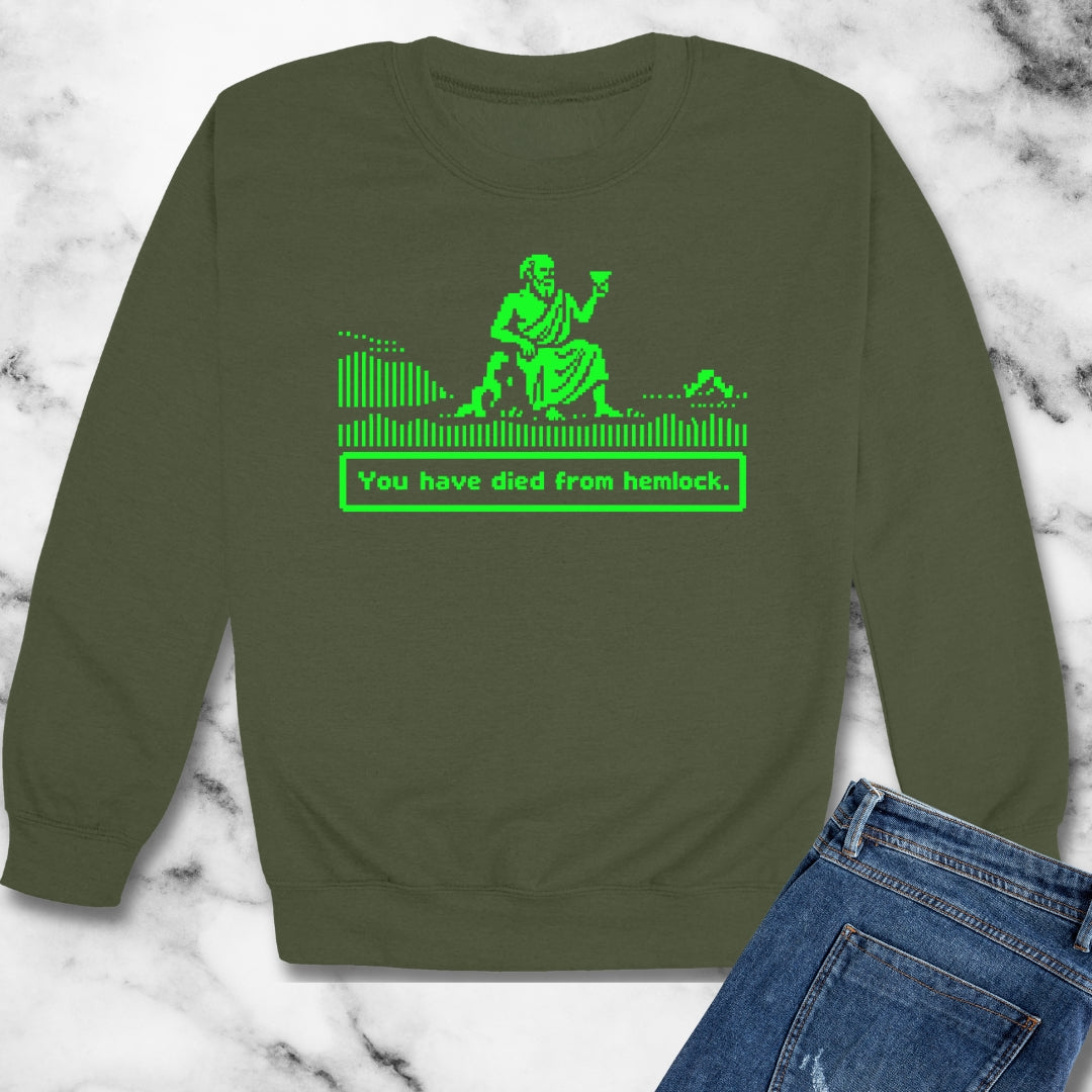 Socrates 8 Bit Dies from Hemlock Unisex Heavy Crewneck Sweatshirt