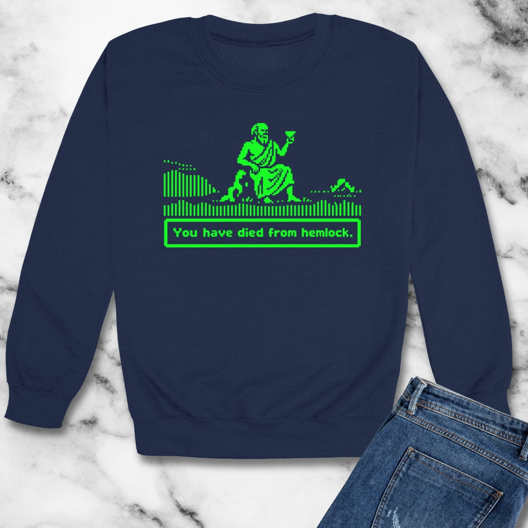 Socrates 8 Bit Dies from Hemlock Unisex Heavy Crewneck Sweatshirt