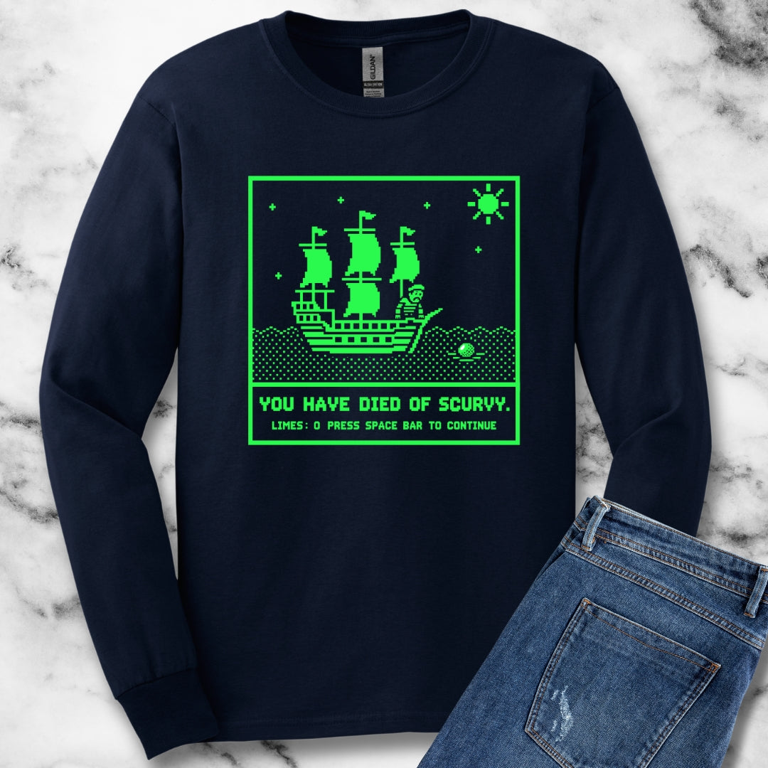 8 Bit Died of Scurvy Unisex Long Sleeve Tee