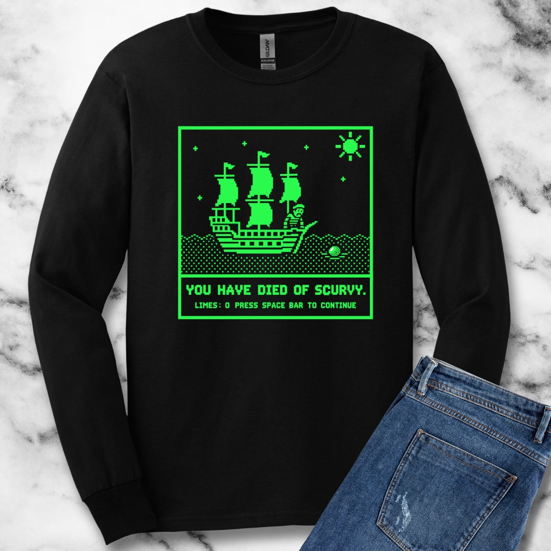 8 Bit Died of Scurvy Unisex Long Sleeve Tee