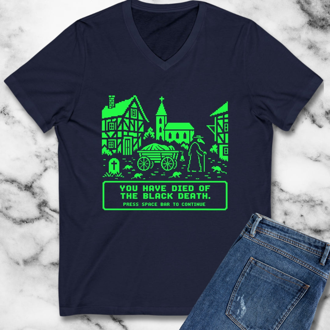 8 Bit Died of Black Plague V-Neck