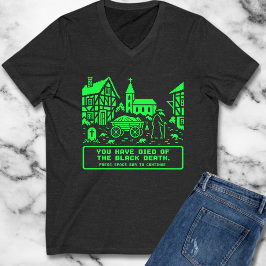 8 Bit Died of Black Plague V-Neck