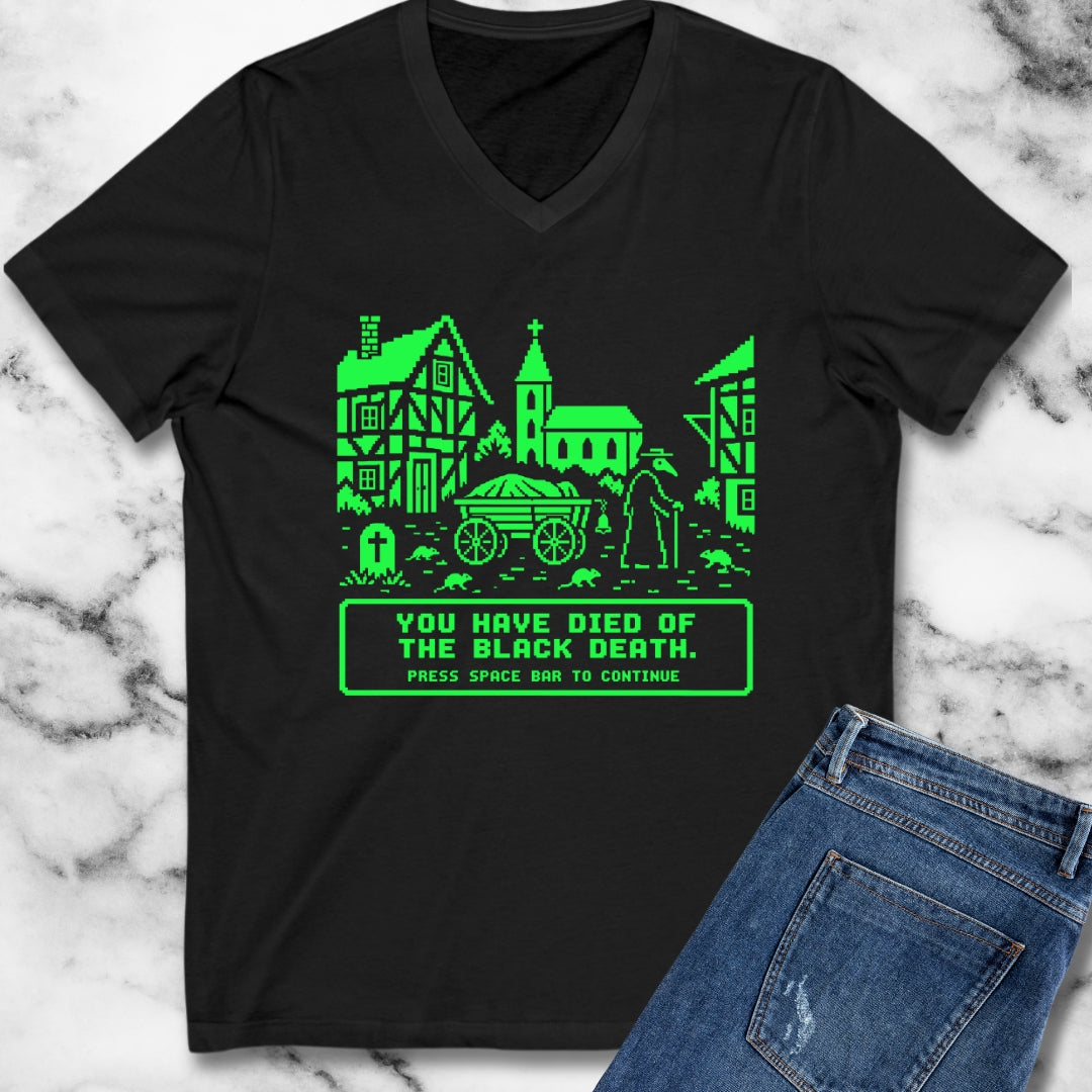 8 Bit Died of Black Plague V-Neck