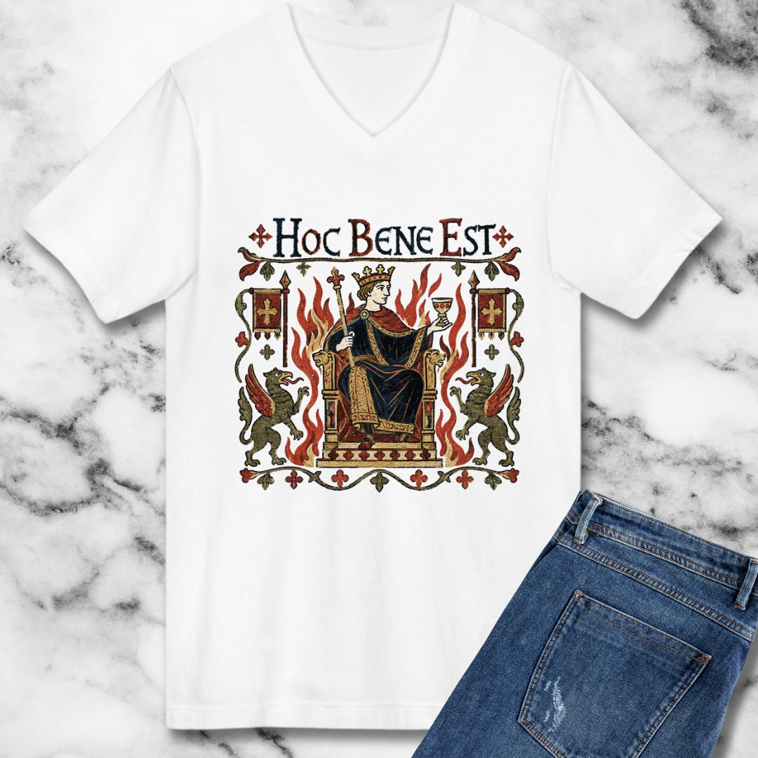 This is Fine Latin Medieval Tapestry V-neck