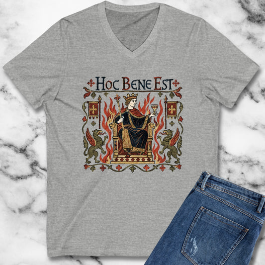 This is Fine Latin Medieval Tapestry V-neck