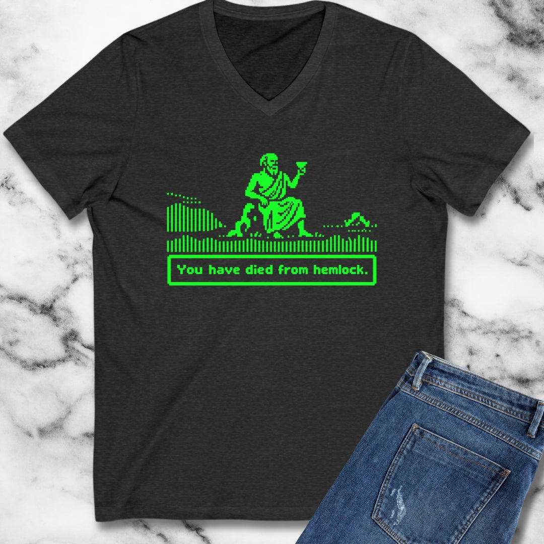 Socrates 8 Bit Dies from Hemlock V-Neck