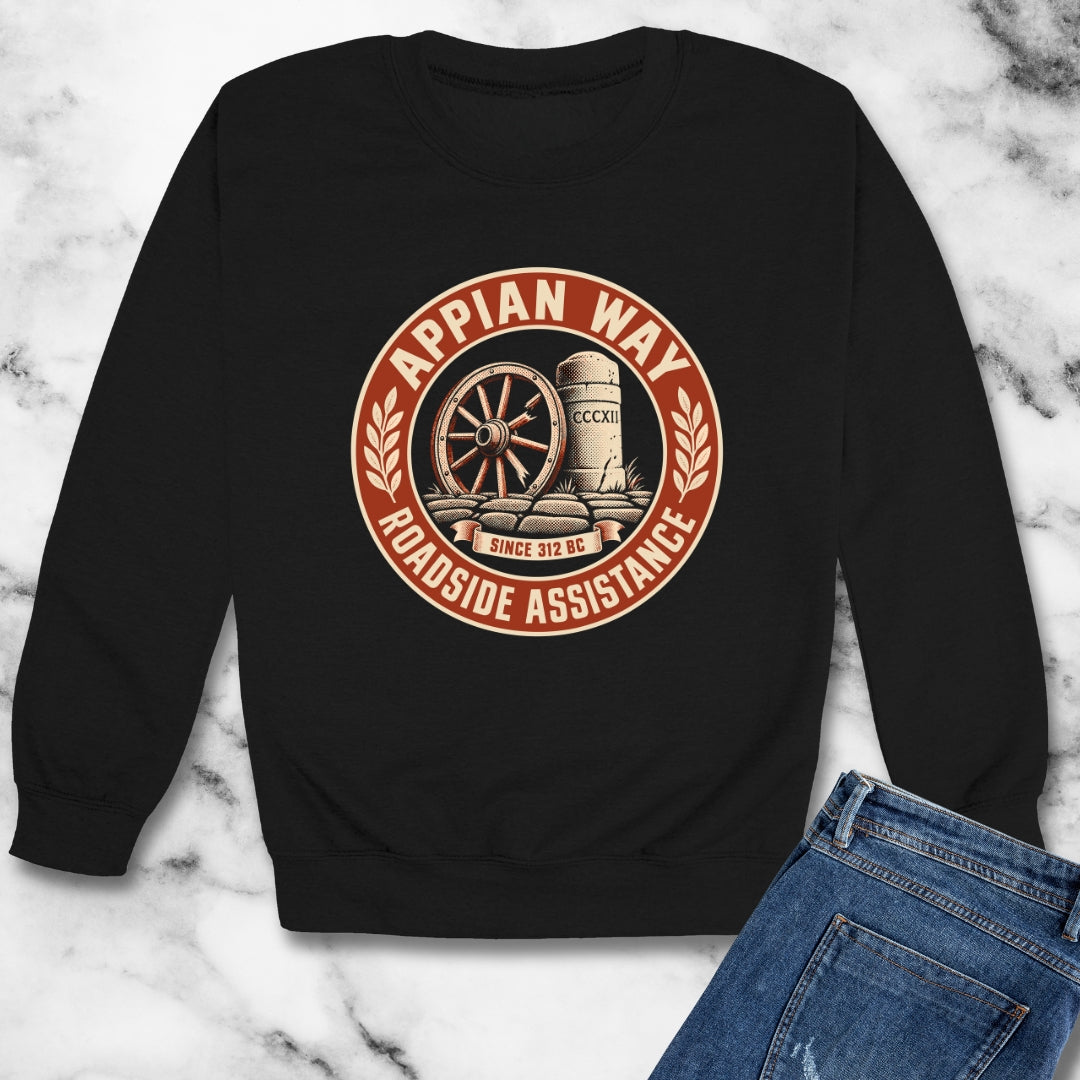 Appian Way Roadside Assistance Unisex Heavy Crewneck Sweatshirt