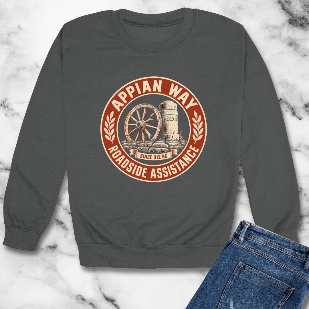 Appian Way Roadside Assistance Unisex Heavy Crewneck Sweatshirt