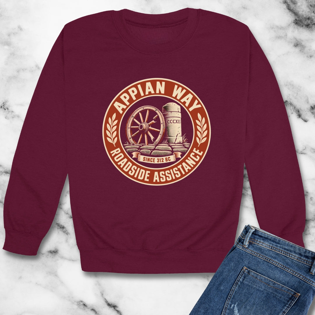 Appian Way Roadside Assistance Unisex Heavy Crewneck Sweatshirt