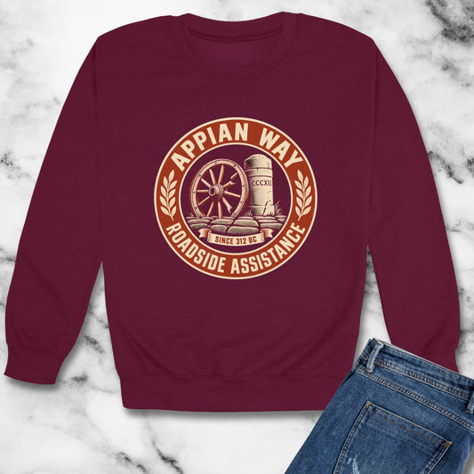 Appian Way Roadside Assistance Unisex Heavy Crewneck Sweatshirt