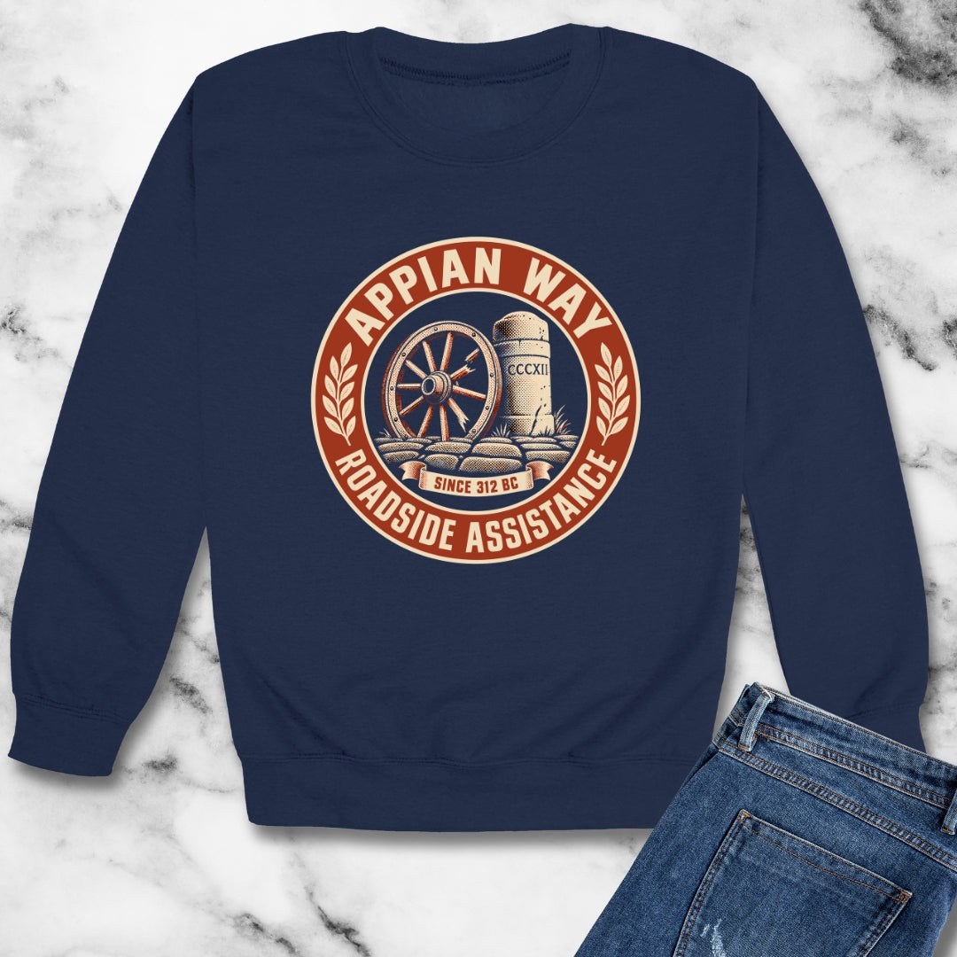 Appian Way Roadside Assistance Unisex Heavy Crewneck Sweatshirt