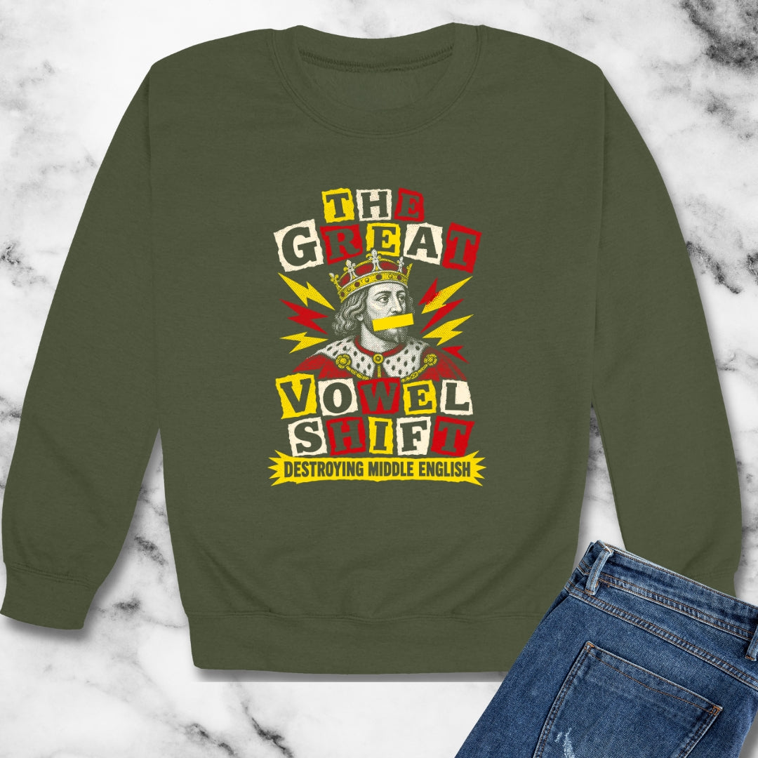 Great Vowel Shift Punk Unisex Heavy Crewneck Sweatshirt
