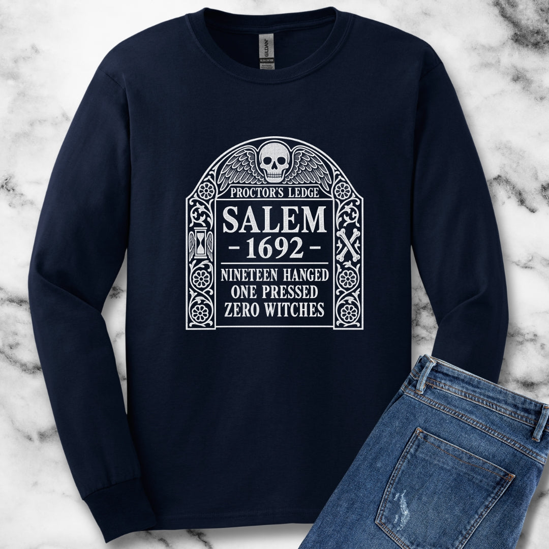 Proctor's Ledge Salem 1692 Zero Witches Unisex Long Sleeve Tee