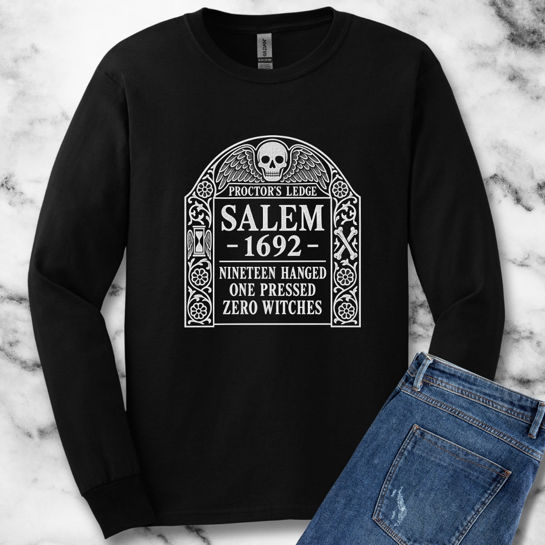 Proctor's Ledge Salem 1692 Zero Witches Unisex Long Sleeve Tee