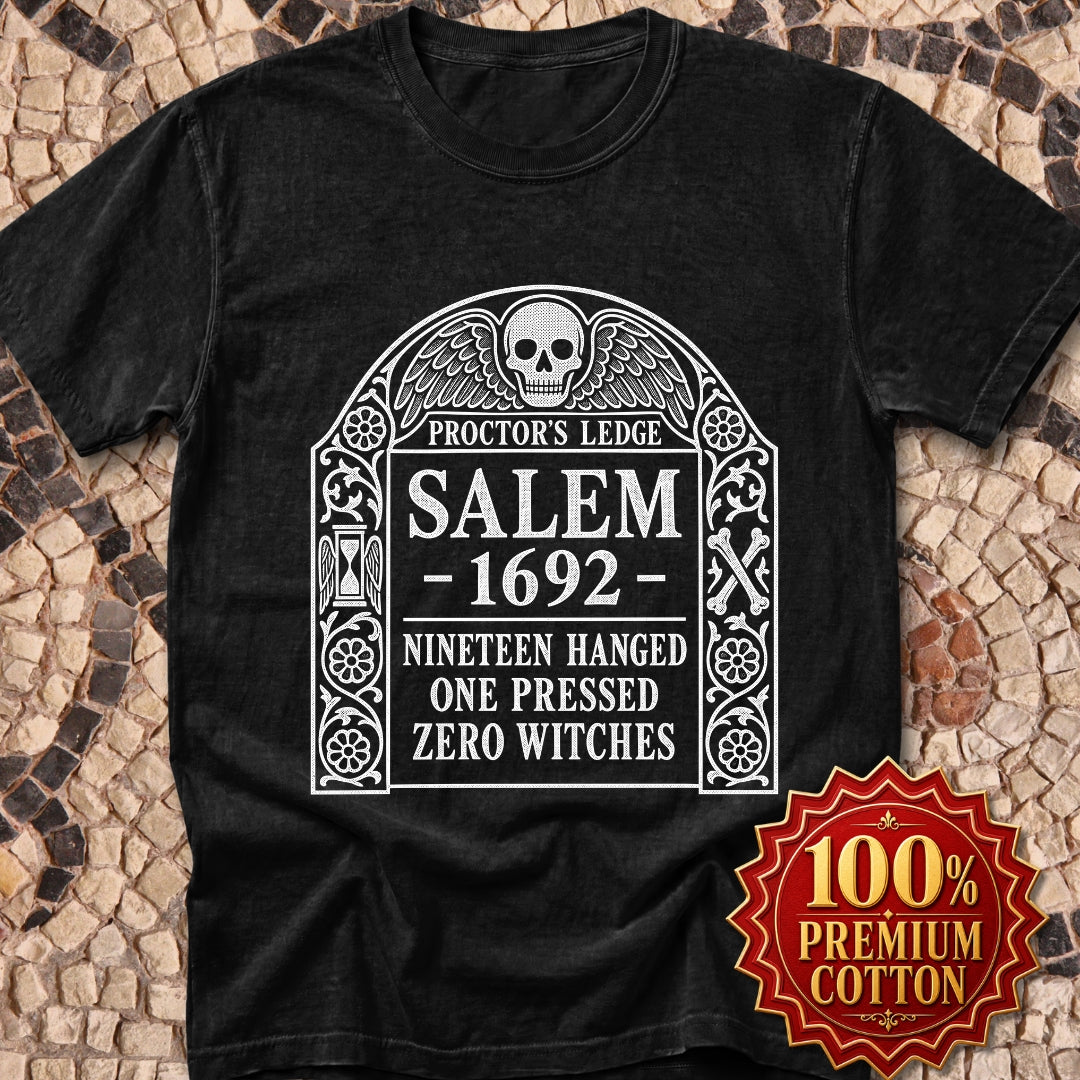 Proctor's Ledge Salem 1692 Zero Witches Premium Tee