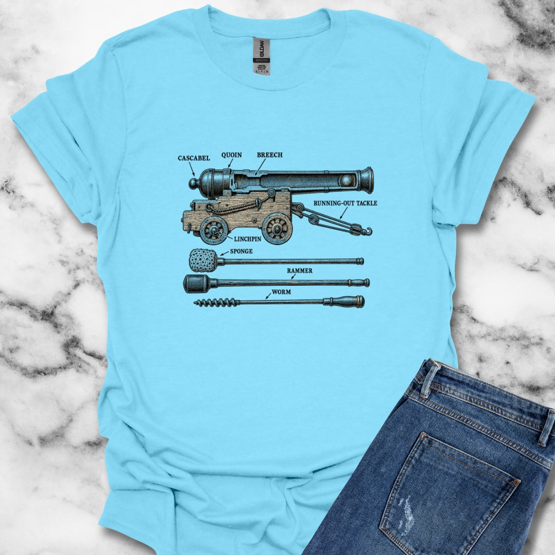Naval Cannon Engraving Diagram T-Shirt