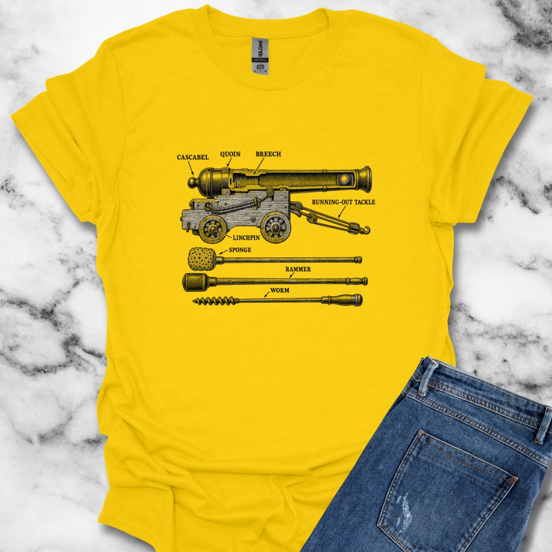 Naval Cannon Engraving Diagram T-Shirt