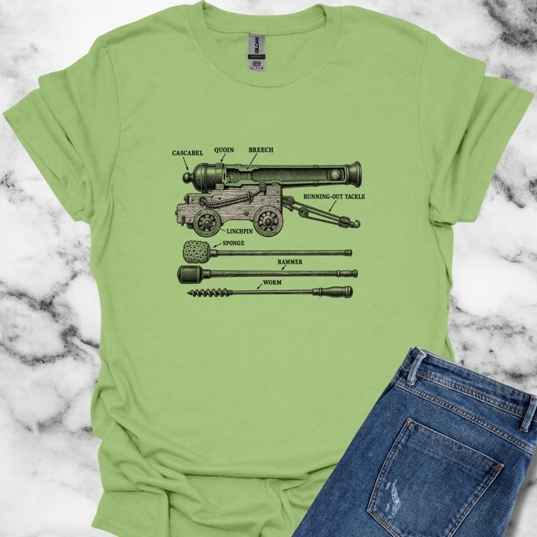 Naval Cannon Engraving Diagram T-Shirt