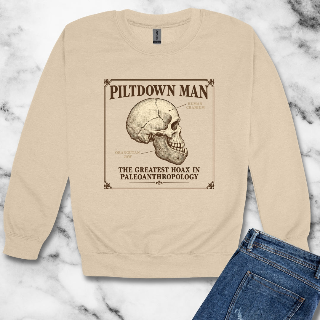 Piltdown Man Scientific Illustration Unisex Heavy Crewneck Sweatshirt