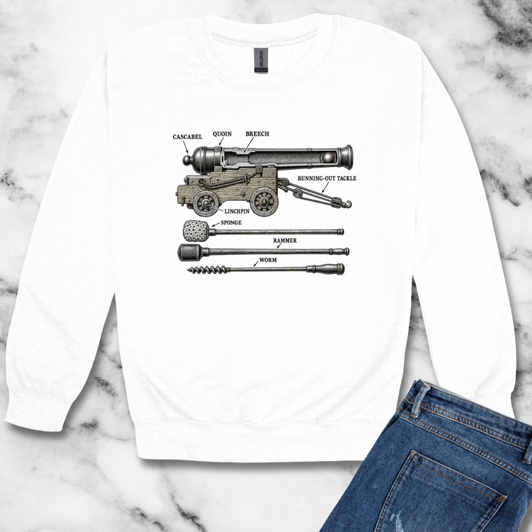 Naval Cannon Engraving Diagram Unisex Heavy Crewneck Sweatshirt