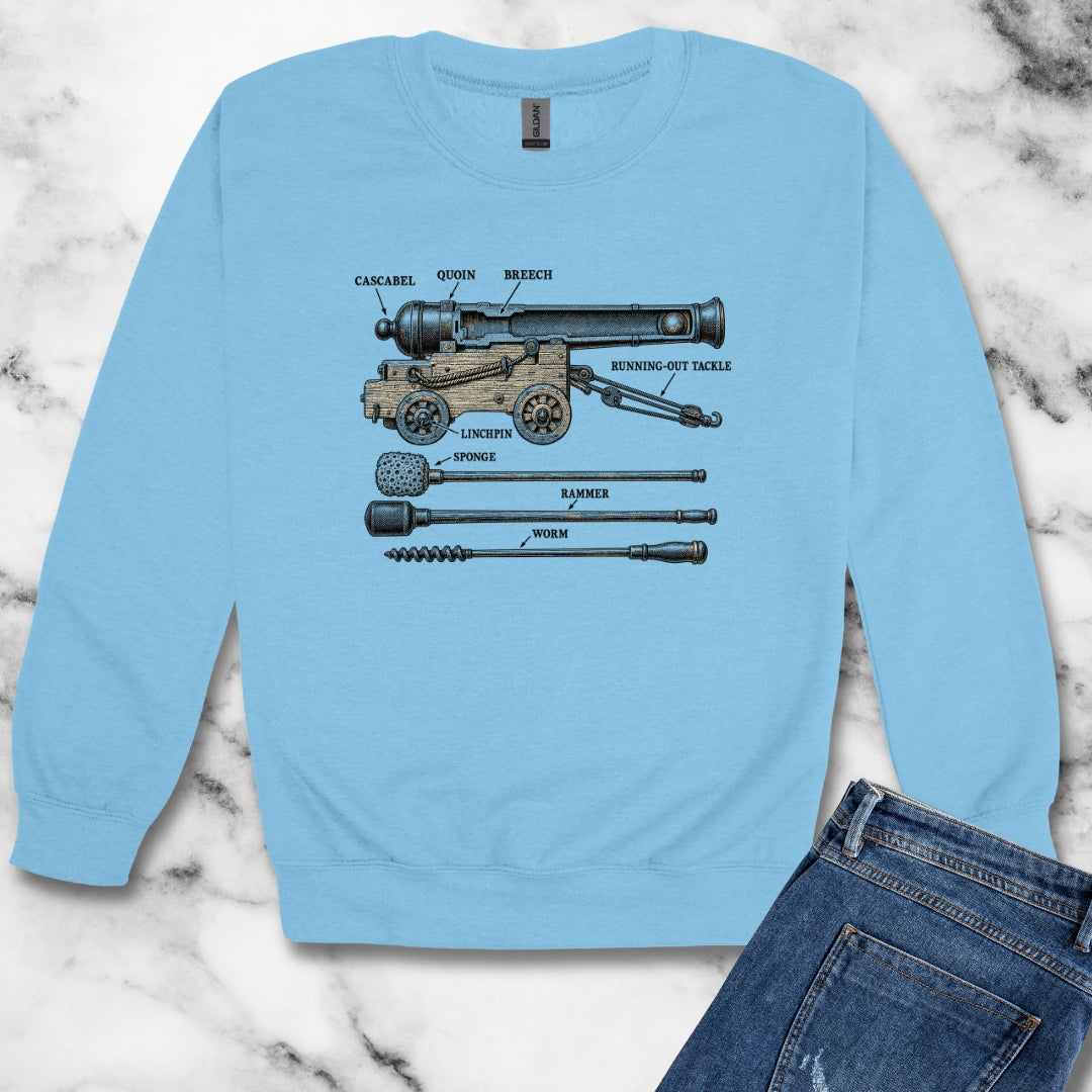Naval Cannon Engraving Diagram Unisex Heavy Crewneck Sweatshirt