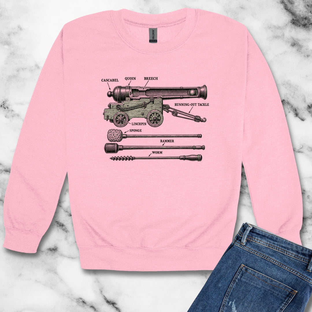 Naval Cannon Engraving Diagram Unisex Heavy Crewneck Sweatshirt