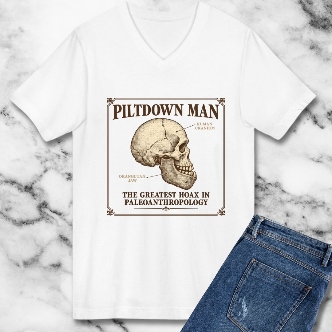 Piltdown Man Scientific Illustration V-neck