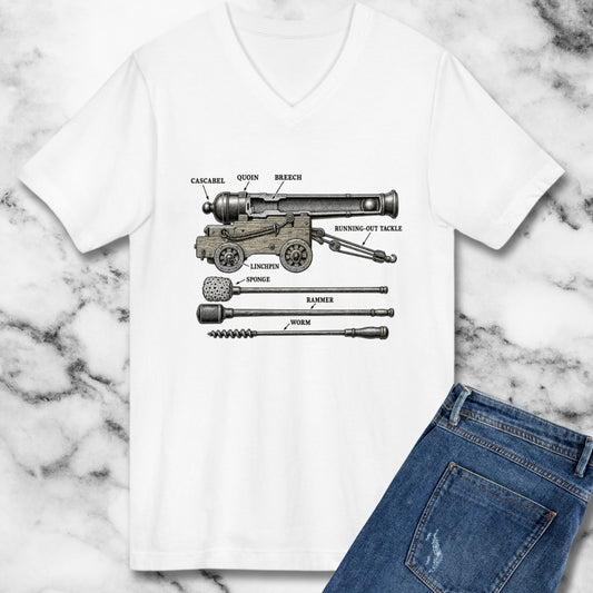 Naval Cannon Engraving Diagram V-neck