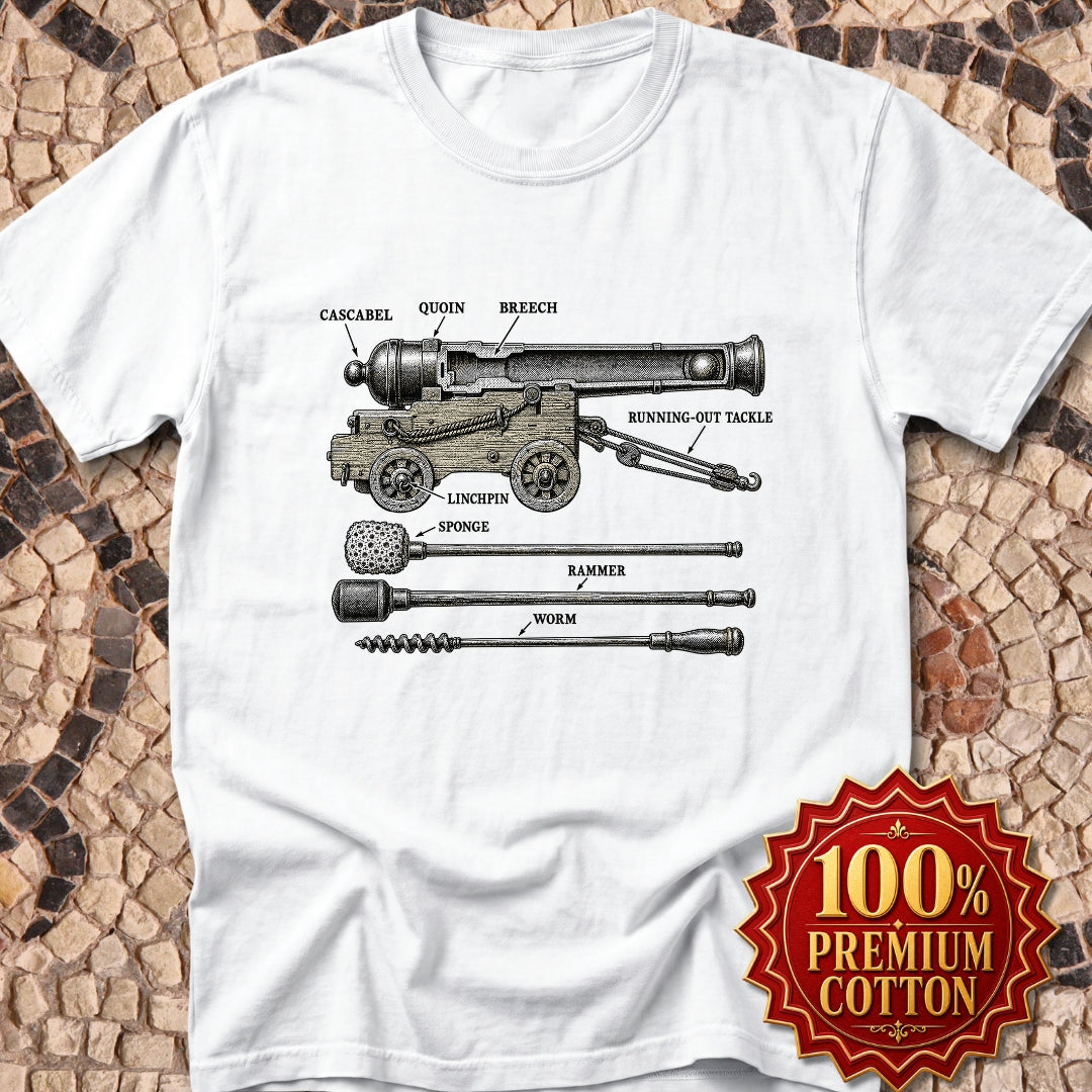 Naval Cannon Engraving Diagram Premium Tee