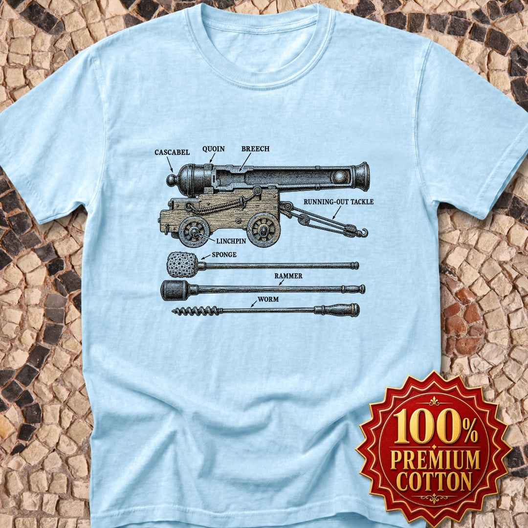 Naval Cannon Engraving Diagram Premium Tee