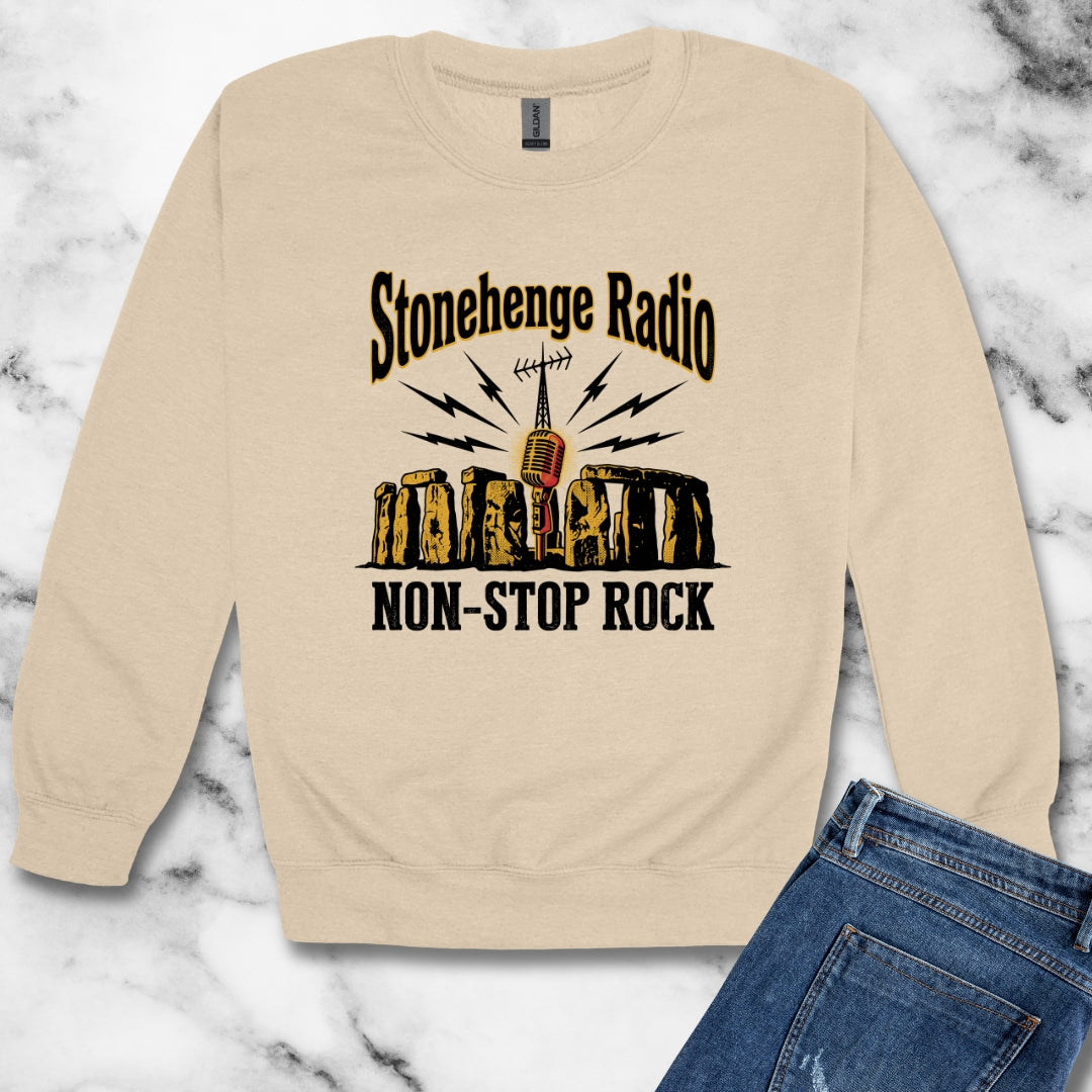 Stonehenge Radio Non-Stop Rock Unisex Heavy Crewneck Sweatshirt