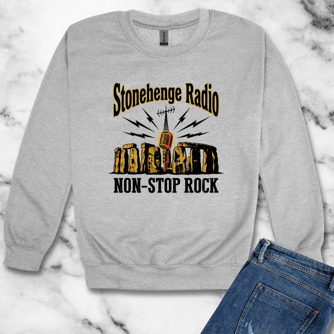 Stonehenge Radio Non-Stop Rock Unisex Heavy Crewneck Sweatshirt