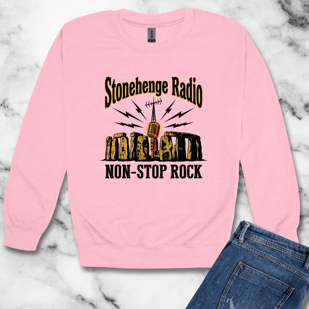 Stonehenge Radio Non-Stop Rock Unisex Heavy Crewneck Sweatshirt