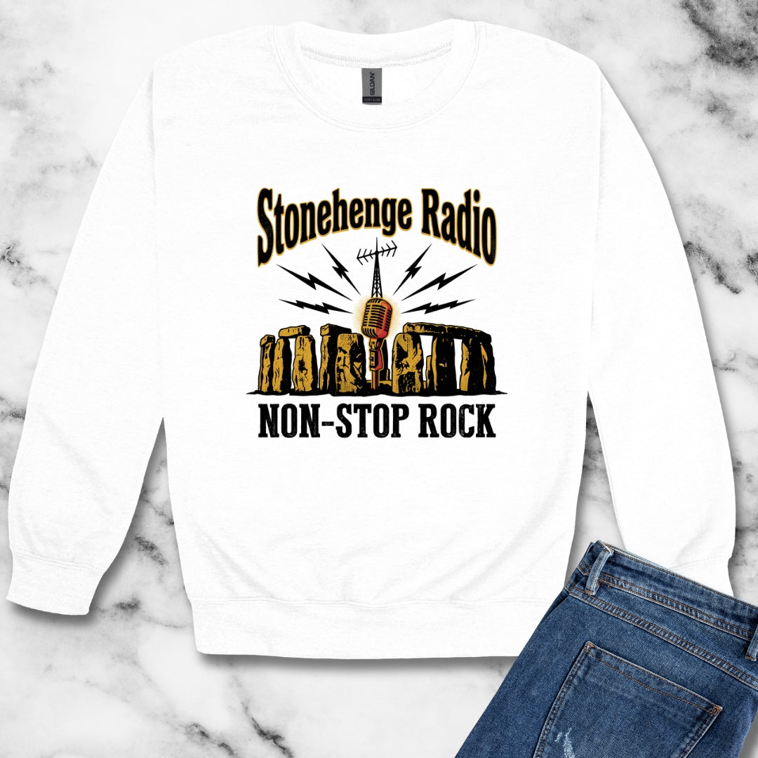 Stonehenge Radio Non-Stop Rock Unisex Heavy Crewneck Sweatshirt