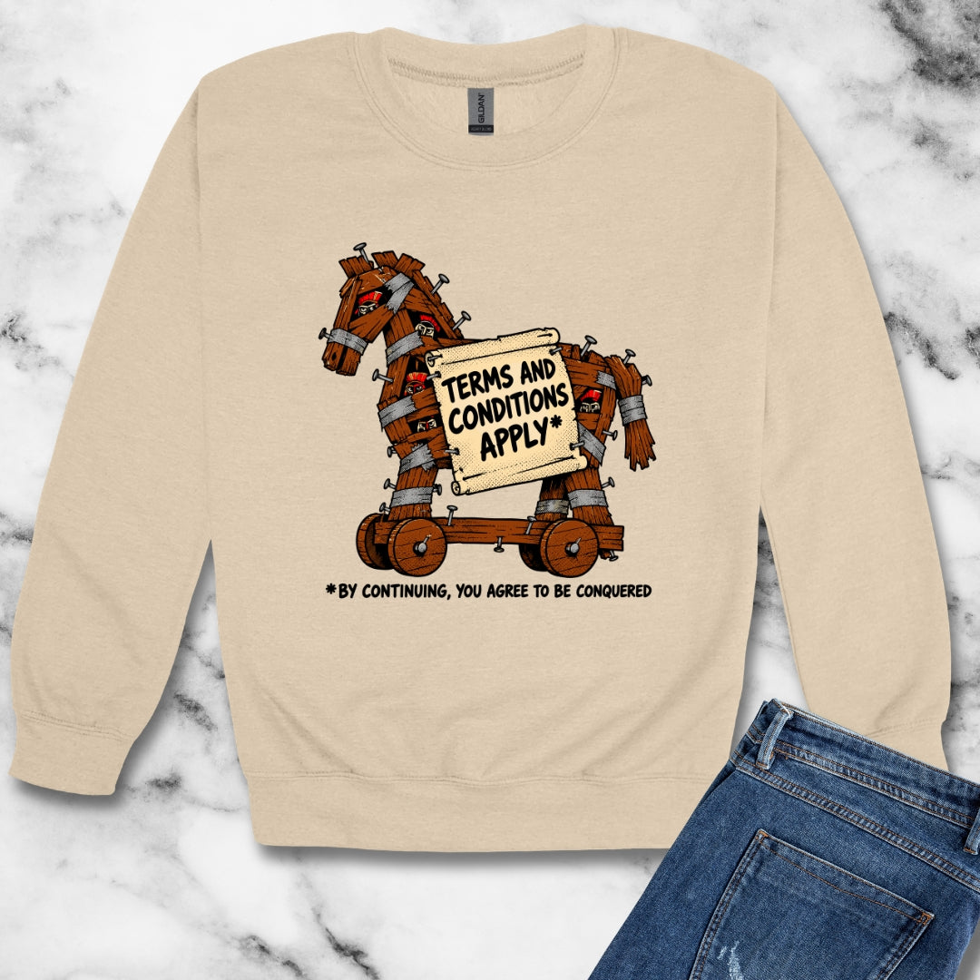 Trojan Horse Terms and Conditions Unisex Heavy Crewneck Sweatshirt