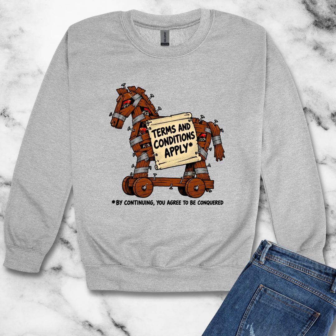 Trojan Horse Terms and Conditions Unisex Heavy Crewneck Sweatshirt