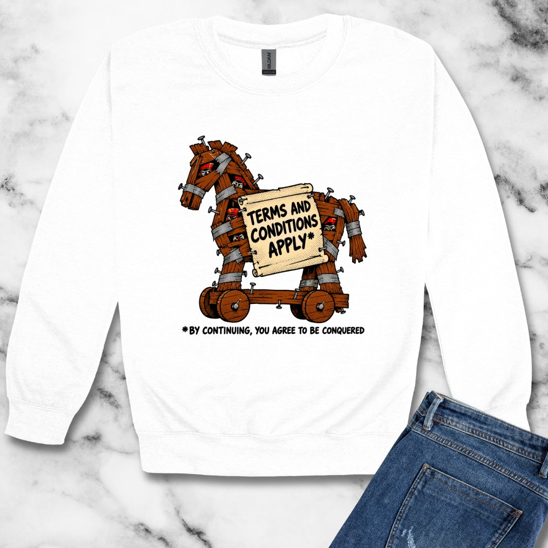 Trojan Horse Terms and Conditions Unisex Heavy Crewneck Sweatshirt
