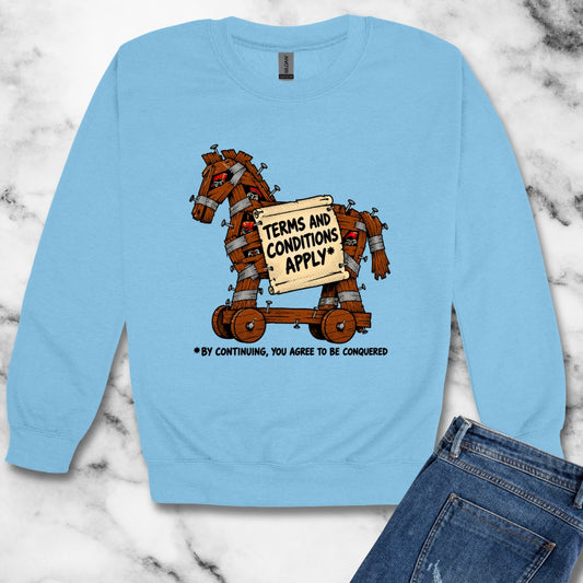 Trojan Horse Terms and Conditions Unisex Heavy Crewneck Sweatshirt