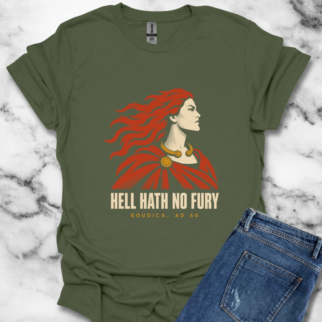 Boudica Hell Hath No Fury Flat Vector T-Shirt