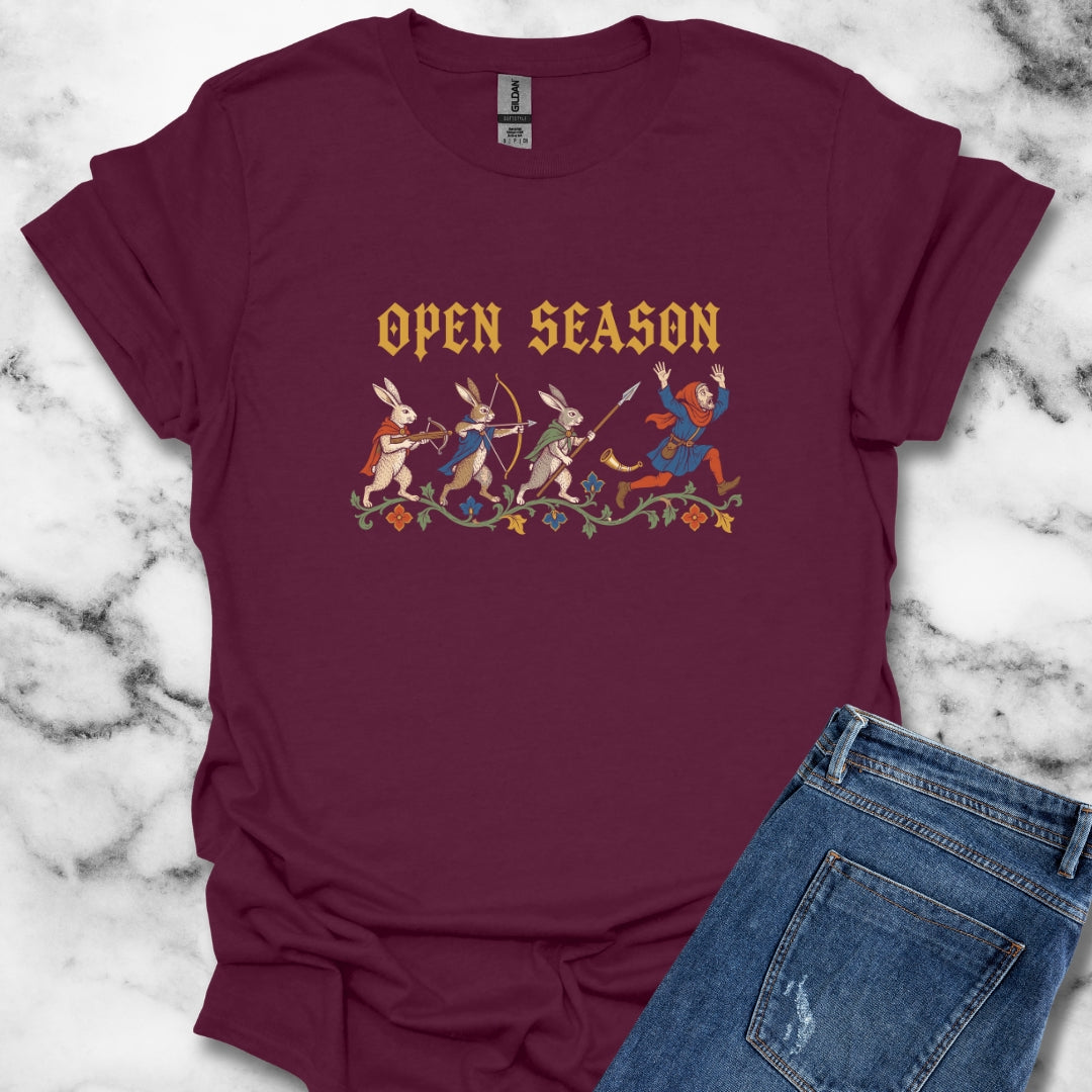 Open Season Medieval Marginalia Rabbits T-Shirt